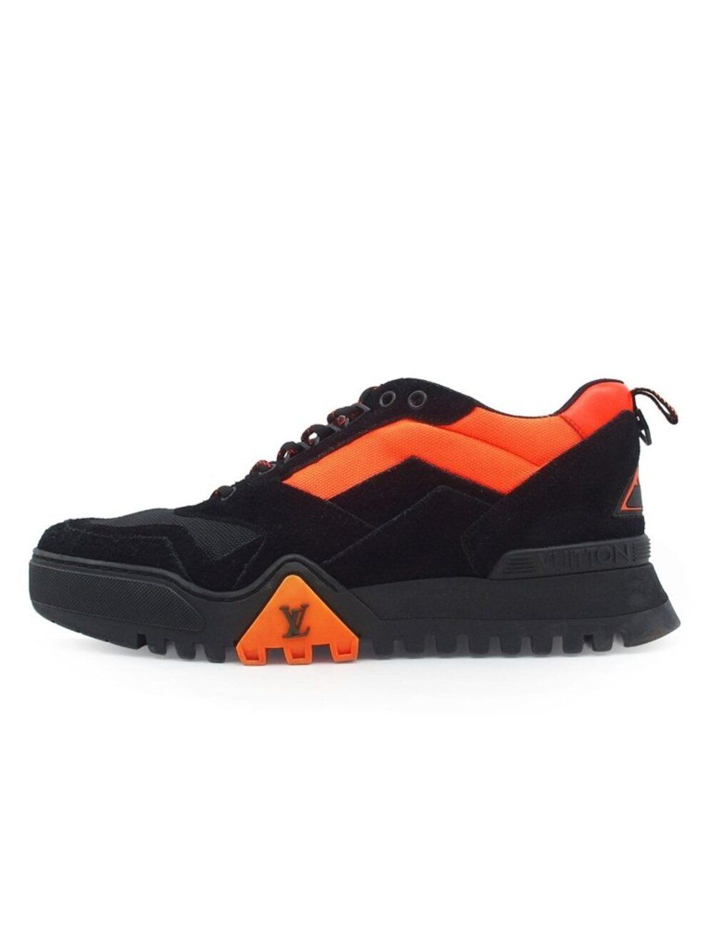 Louis Vuitton Hiking Line Low-Top Sneakers Black Orange Suede 8.5